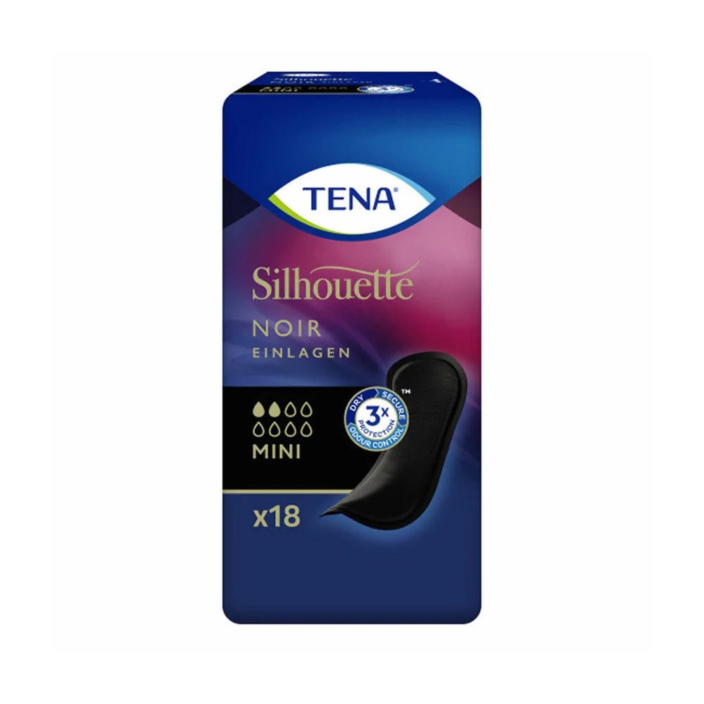 TENA Silhouette Noir Mini Panty liner black 6 Pack of 18 - Afanaya